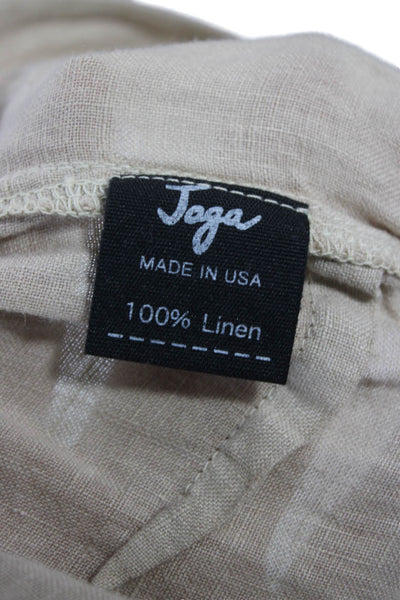 Jaga Women Cropped Linen Pants Beige Pull On Size 1