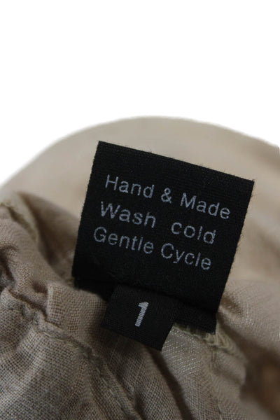 Jaga Women Cropped Linen Pants Beige Pull On Size 1