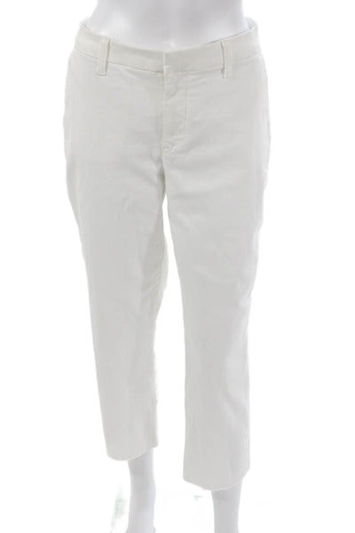 Frank & Eileen Women Cropped White 92% Cotton Pants Zip Inseam 25 Size 12