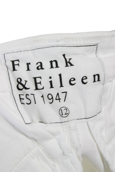 Frank & Eileen Women Cropped White 92% Cotton Pants Zip Inseam 25 Size 12
