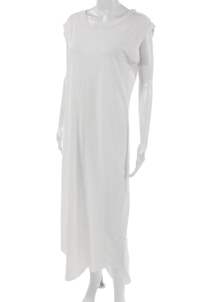 Revel New York Women White Cotton T-Shirt Midi Dress Short Sleeve Size L