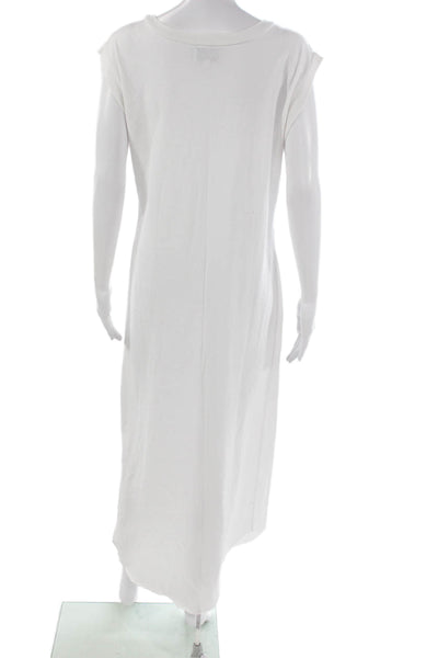 Revel New York Women White Cotton T-Shirt Midi Dress Short Sleeve Size L