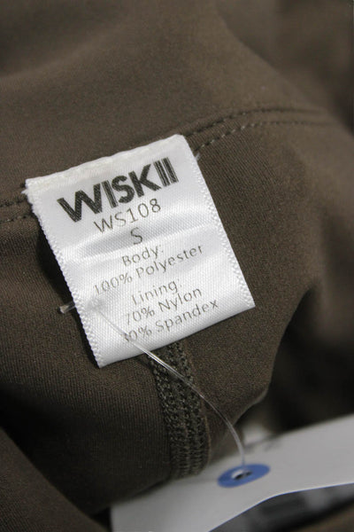 WISKII Women Pleated Skirt Green Short Polyester Pull On Size S