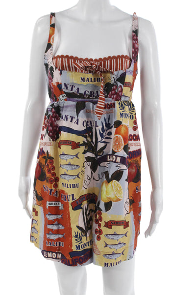 Christian Lacroix Women Floral Cotton Square Neck Sleeveless Romper Size M