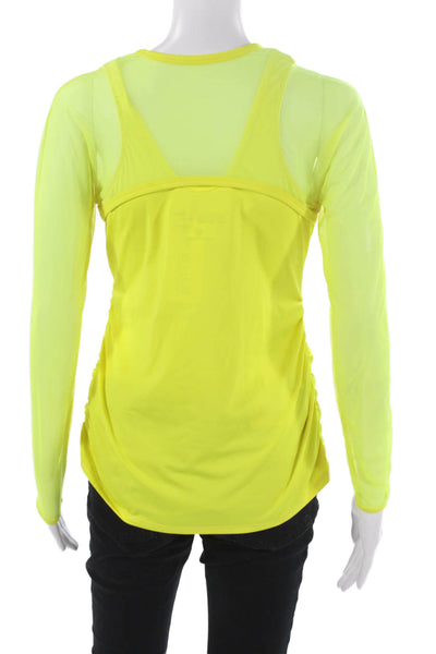 Lucky In Love Womens Basic Long Sleeve Yellow T Shirt Crew Neck Size M