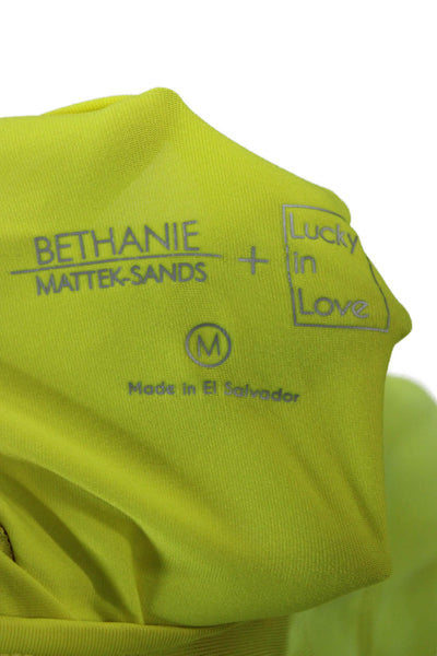 Lucky In Love Womens Basic Long Sleeve Yellow T Shirt Crew Neck Size M