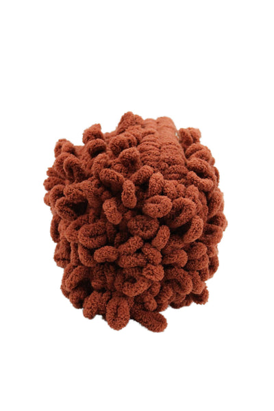 Designer Womens Chunky Crochet Puffy Clutch Handbag Brown