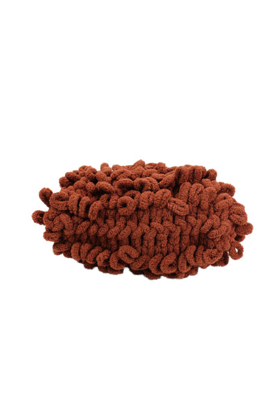 Designer Womens Chunky Crochet Puffy Clutch Handbag Brown