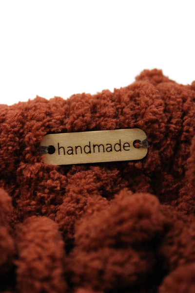 Designer Womens Chunky Crochet Puffy Clutch Handbag Brown