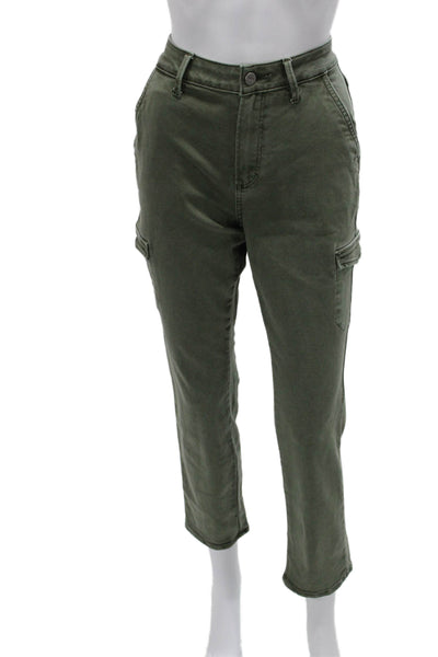 Paige Womens Green Tapered Pants Cotton Blend Mid Rise Zip Inseam 28 Size 27