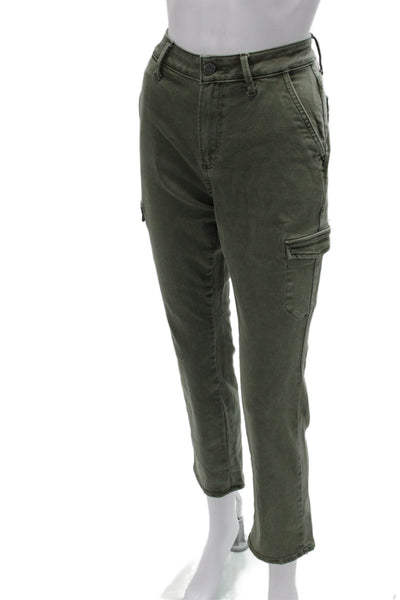 Paige Womens Green Tapered Pants Cotton Blend Mid Rise Zip Inseam 28 Size 27