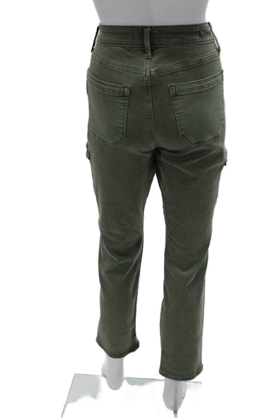 Paige Womens Green Tapered Pants Cotton Blend Mid Rise Zip Inseam 28 Size 27