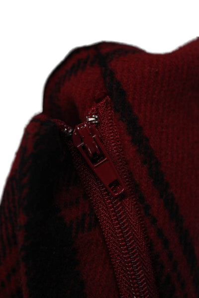 Cynthia Rowley Women Wrap Skirt Red Plaid Polyester Zip Knee Length Size 12