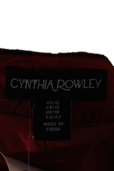 Cynthia Rowley Women Wrap Skirt Red Plaid Polyester Zip Knee Length Size 12