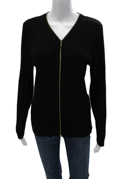 Calvin Klein Womens Black V-Neck Long Sleeve Acrylic Cardigan Size M