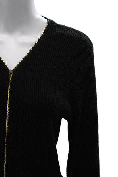 Calvin Klein Womens Black V-Neck Long Sleeve Acrylic Cardigan Size M