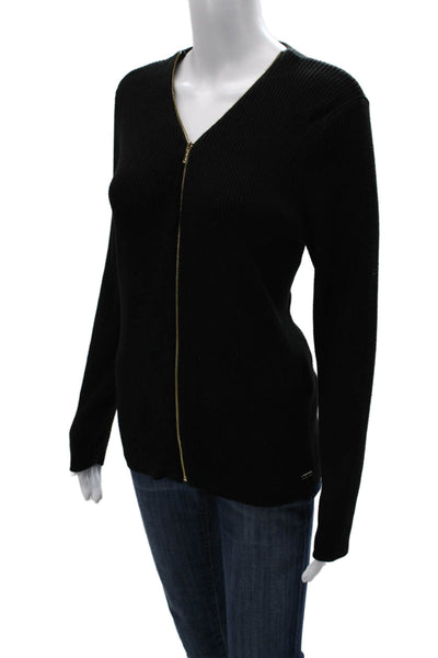 Calvin Klein Womens Black V-Neck Long Sleeve Acrylic Cardigan Size M