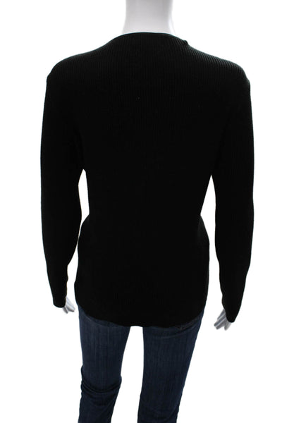 Calvin Klein Womens Black V-Neck Long Sleeve Acrylic Cardigan Size M