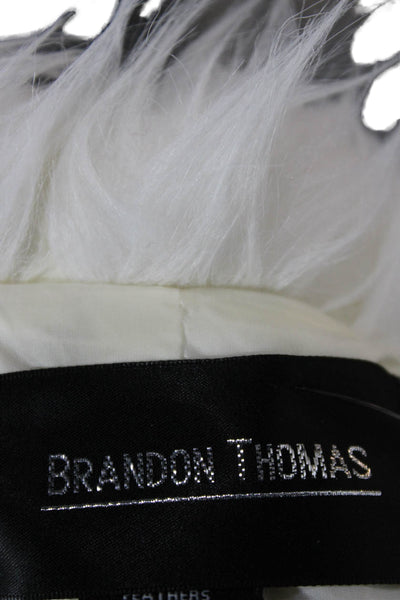 Brandon Thomas Women Puffer Jacket White Nylon Long Sleeve Solid Size M