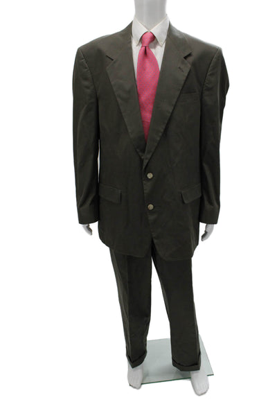 Palm Beach Mens 2 Piece Suit Green Wool Blend Solid Size 40