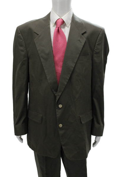 Palm Beach Mens 2 Piece Suit Green Wool Blend Solid Size 40