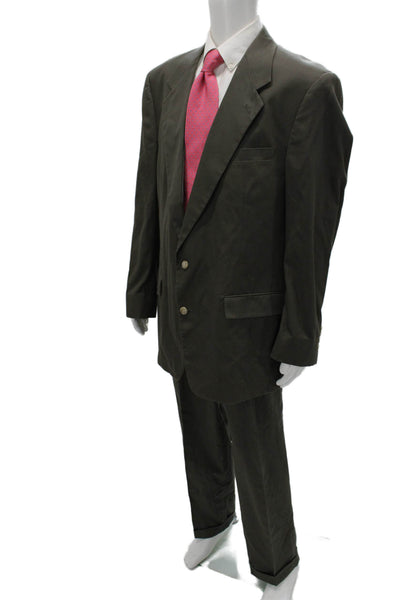 Palm Beach Mens 2 Piece Suit Green Wool Blend Solid Size 40