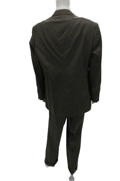 Palm Beach Mens 2 Piece Suit Green Wool Blend Solid Size 40