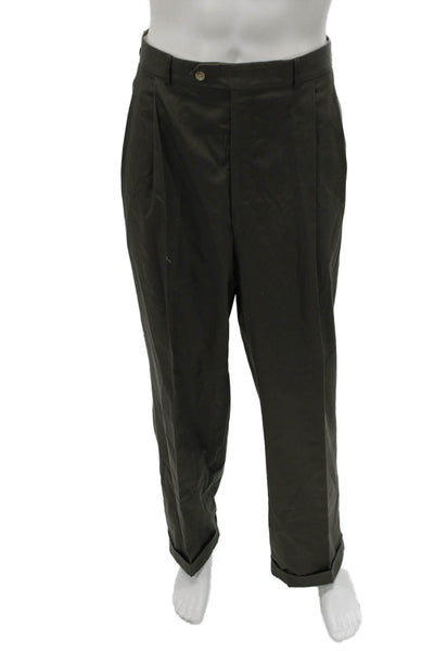 Palm Beach Mens 2 Piece Suit Green Wool Blend Solid Size 40