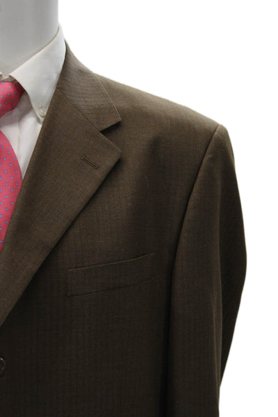 Luca Rossi Mens 2 Piece Striped Brown Polyester Suit Size 46
