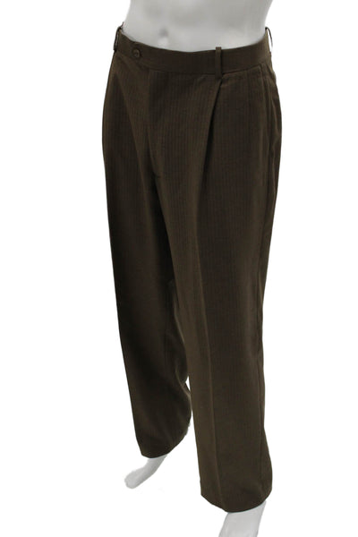 Luca Rossi Mens 2 Piece Striped Brown Polyester Suit Size 46