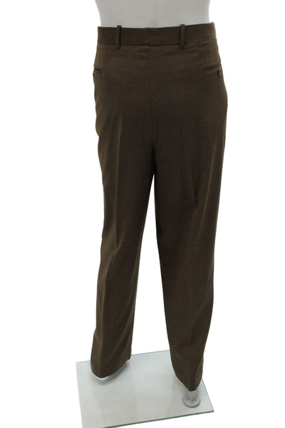 Luca Rossi Mens 2 Piece Striped Brown Polyester Suit Size 46