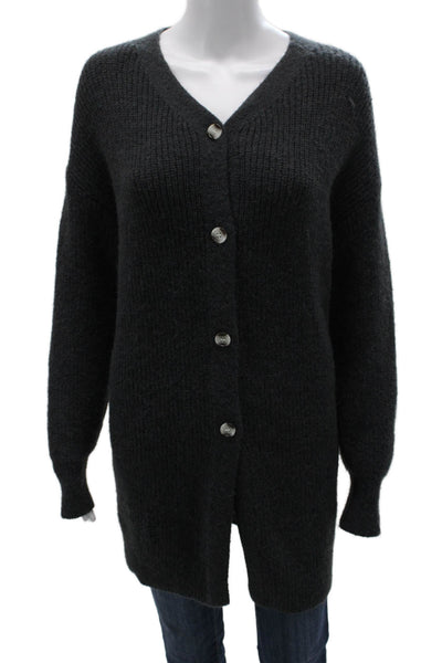 Zara Womens Gray V-Neck Long Sleeve Cardigan Polyester Fall Size S