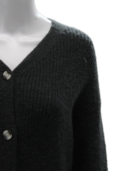 Zara Womens Gray V-Neck Long Sleeve Cardigan Polyester Fall Size S