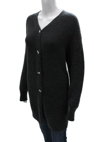 Zara Womens Gray V-Neck Long Sleeve Cardigan Polyester Fall Size S