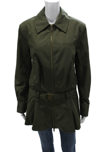 Ser.O.Ya Women Military Jacket Green Polyester Zip Long Sleeve Size S