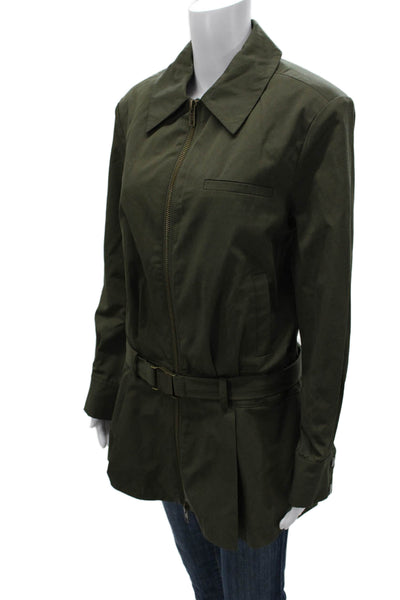 Ser.O.Ya Women Military Jacket Green Polyester Zip Long Sleeve Size S