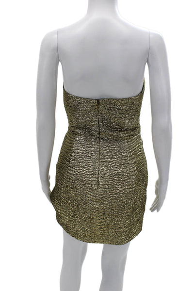 Aknvas Women Mini Dress Gold Sweetheart Neckline Sleeveless Polyester Size 10