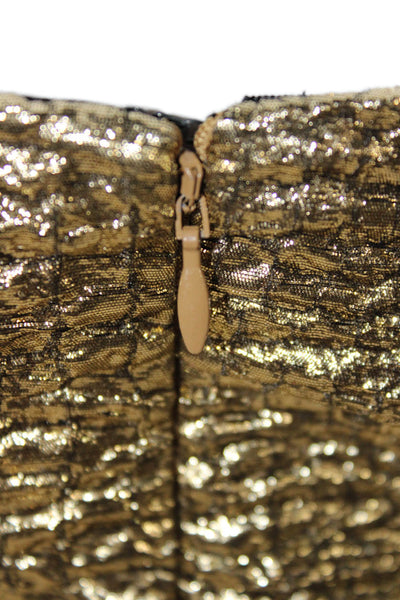 Aknvas Women Mini Dress Gold Sweetheart Neckline Sleeveless Polyester Size 10