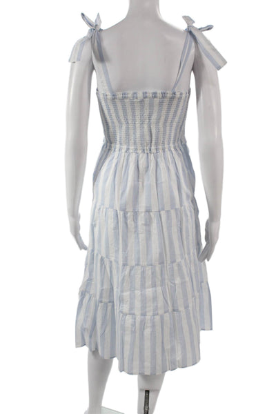 J Crew Womens Blue Striped Cotton Sundress Square Neck Sleeveless Midi Size PS