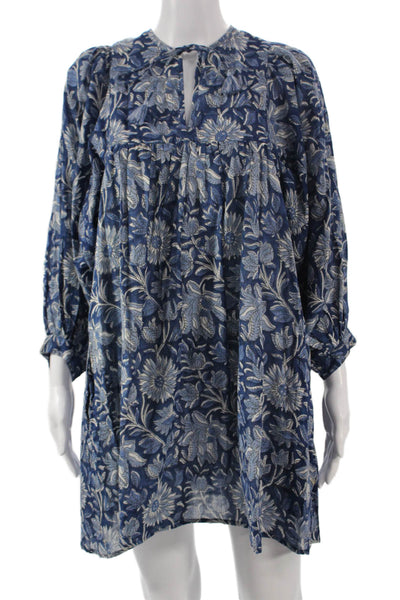 Mille Resort & Travel Women Trapeze Dress Floral V-Neck 3/4 Sleeve Size 2XS