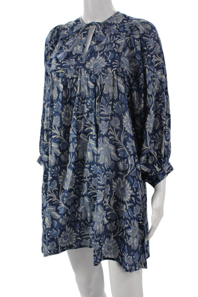 Mille Resort & Travel Women Trapeze Dress Floral V-Neck 3/4 Sleeve Size 2XS
