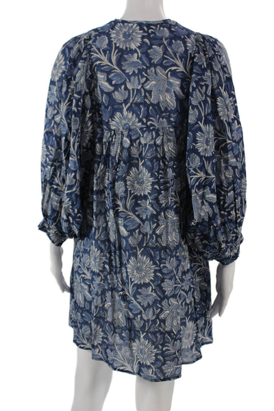 Mille Resort & Travel Women Trapeze Dress Floral V-Neck 3/4 Sleeve Size 2XS