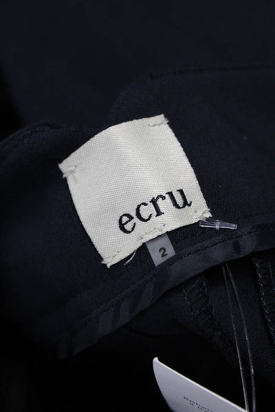 Ecru Womens Black Dress Pants Zip Closure 58% Cotton Size 2