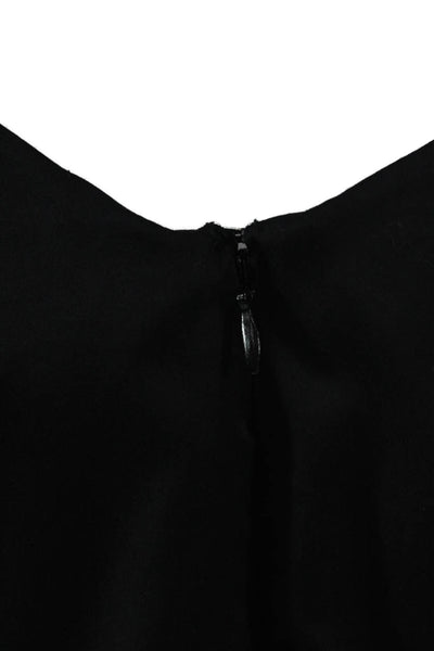 Rebecca Taylor Womens Basic Black Square Neck Short Sleeve Cotton Blouse Size 4