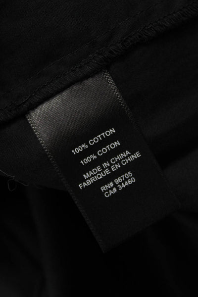 Rebecca Taylor Womens Basic Black Square Neck Short Sleeve Cotton Blouse Size 4