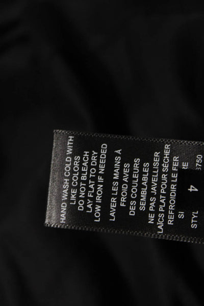 Rebecca Taylor Womens Basic Black Square Neck Short Sleeve Cotton Blouse Size 4