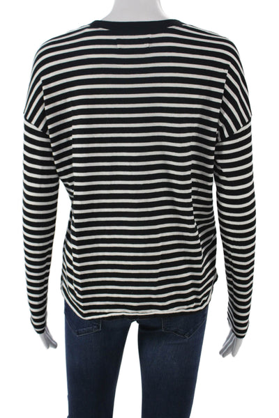 Madewell Women Basic Striped Cotton Crew Neck Long Sleeve T-Shirt Size XS