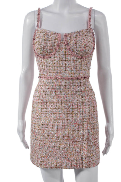 Self Portrait Womens Bodycon Pink Check Sweetheart Sleeveless Dress Size 8