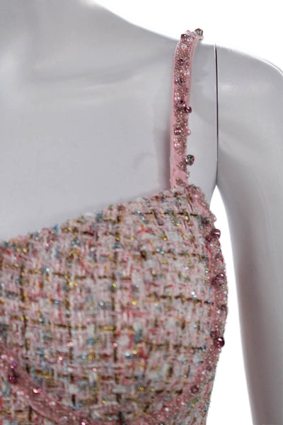 Self Portrait Womens Bodycon Pink Check Sweetheart Sleeveless Dress Size 8