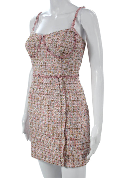 Self Portrait Womens Bodycon Pink Check Sweetheart Sleeveless Dress Size 8